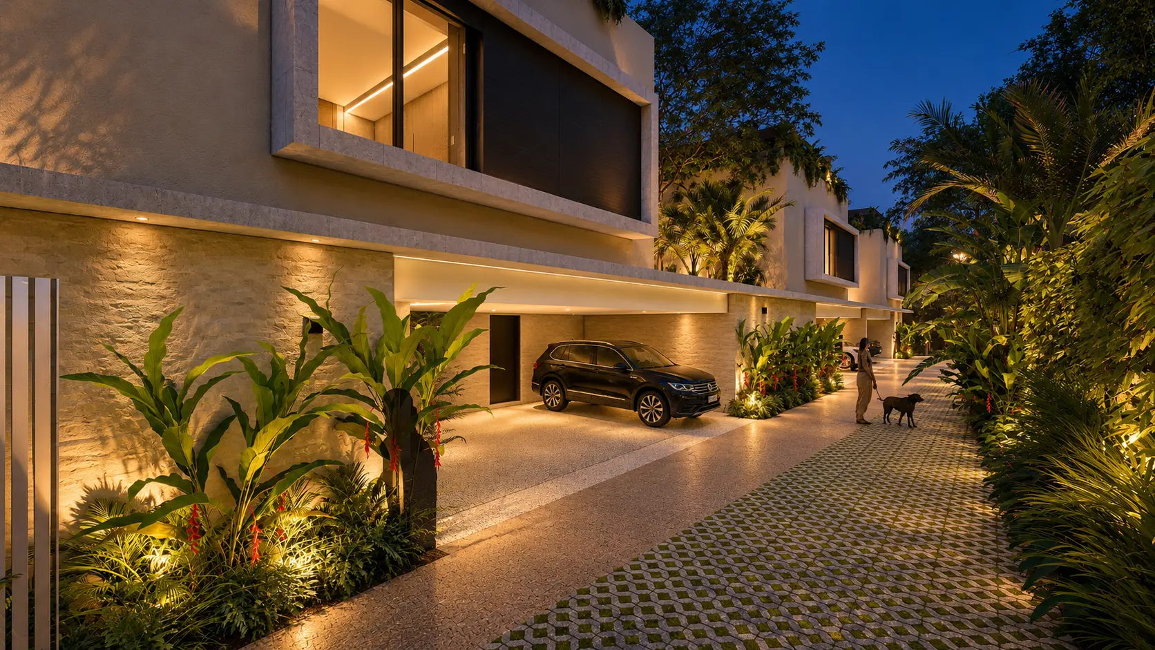Avery Residence ao anoitecer